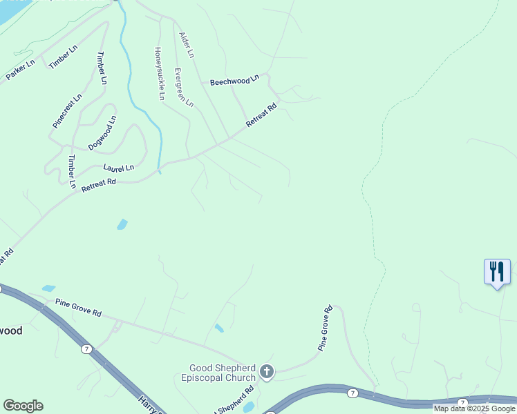 map of restaurants, bars, coffee shops, grocery stores, and more near 242 Cherry Lane in Bluemont