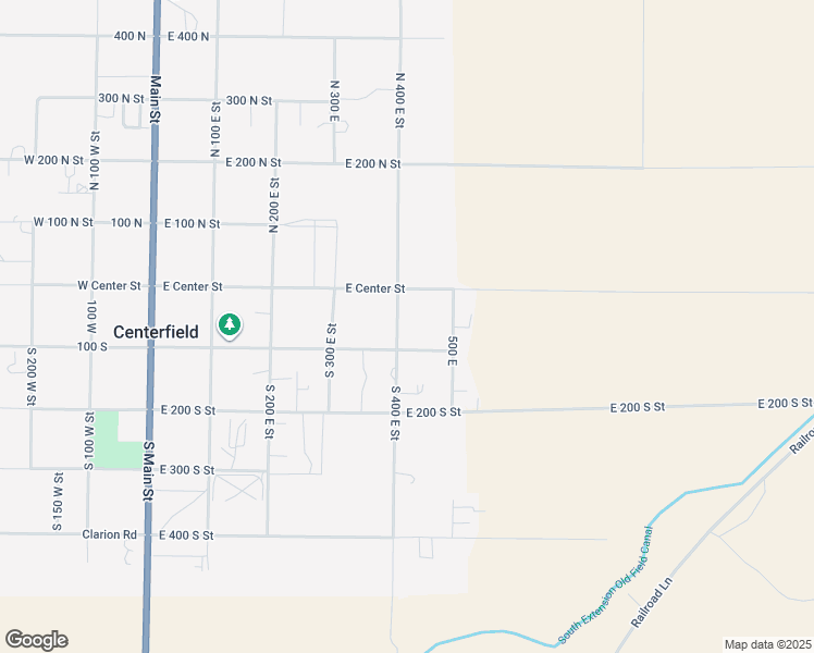 map of restaurants, bars, coffee shops, grocery stores, and more near 65 South 400 East Street in Centerfield
