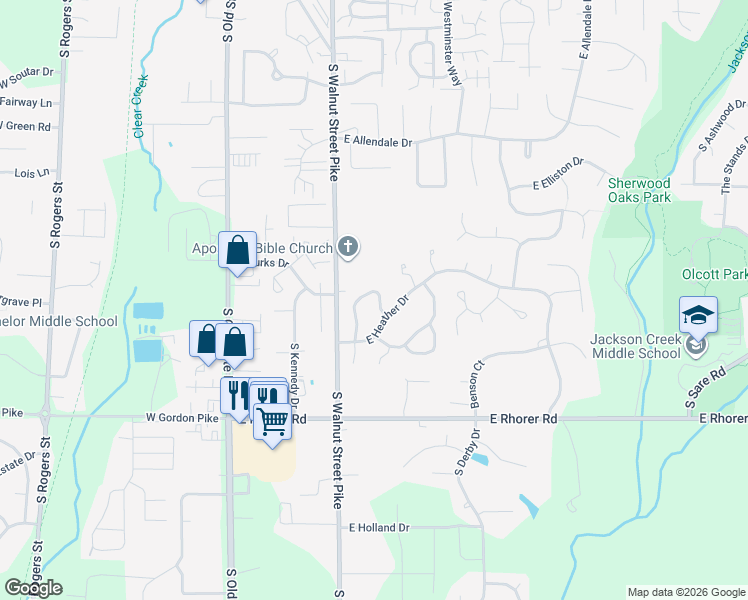 map of restaurants, bars, coffee shops, grocery stores, and more near 3878 S Laurel Ct in Bloomington
