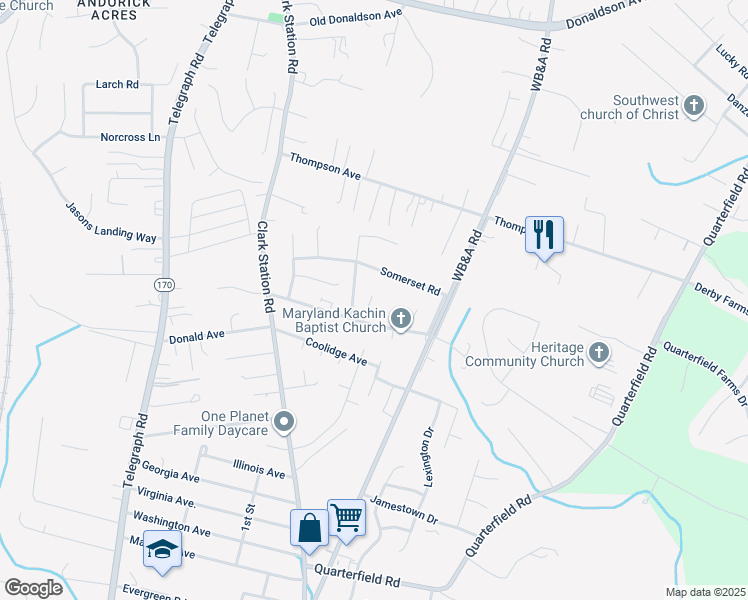 map of restaurants, bars, coffee shops, grocery stores, and more near 1244 Delmont Road in Severn