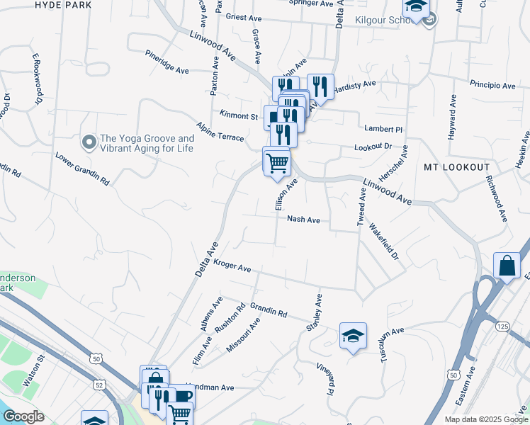 map of restaurants, bars, coffee shops, grocery stores, and more near 3236 Nash Avenue in Cincinnati