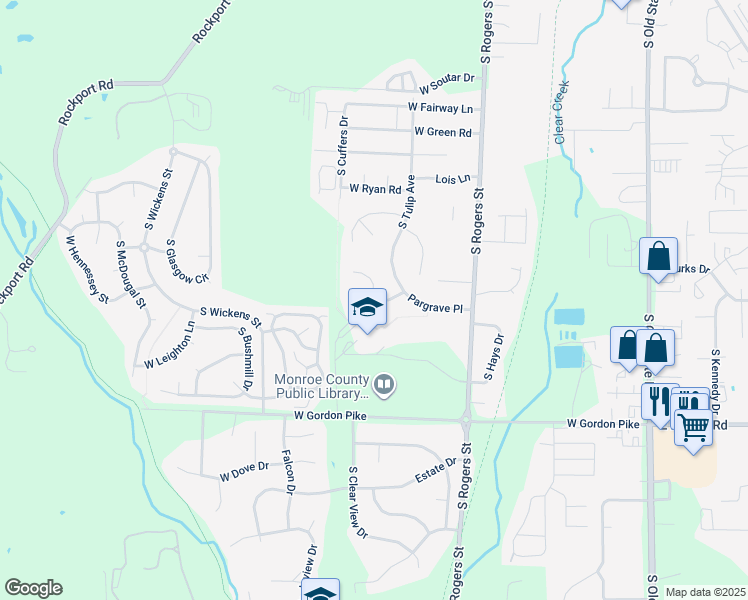 map of restaurants, bars, coffee shops, grocery stores, and more near 699 West Whitethorn Way in Bloomington