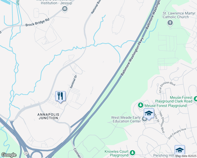 map of restaurants, bars, coffee shops, grocery stores, and more near 316 Sentinel Drive in Annapolis Junction