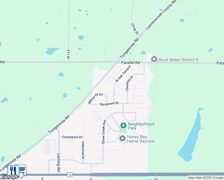 map of restaurants, bars, coffee shops, grocery stores, and more near 828 North Oak Terrace in Tonganoxie