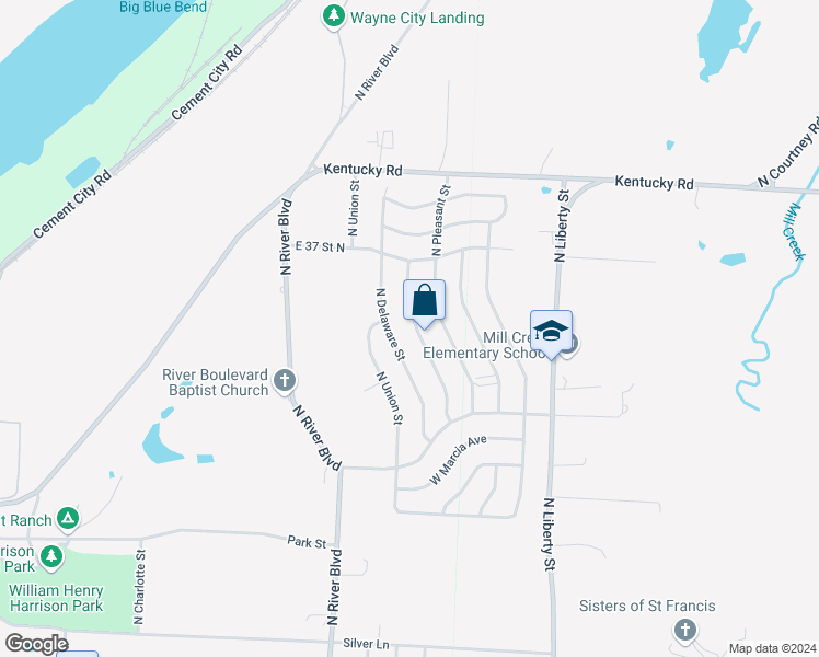 map of restaurants, bars, coffee shops, grocery stores, and more near 3406 North McCoy Street in Independence