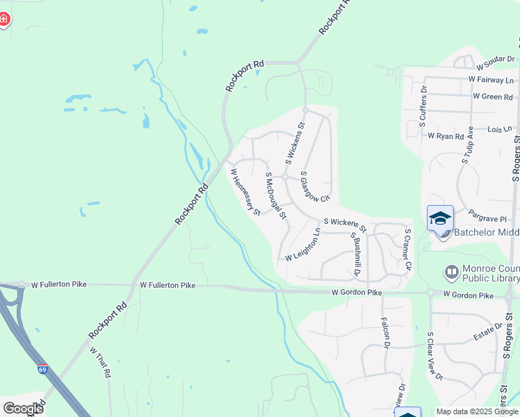 map of restaurants, bars, coffee shops, grocery stores, and more near 1618 West Hennessey Street in Bloomington