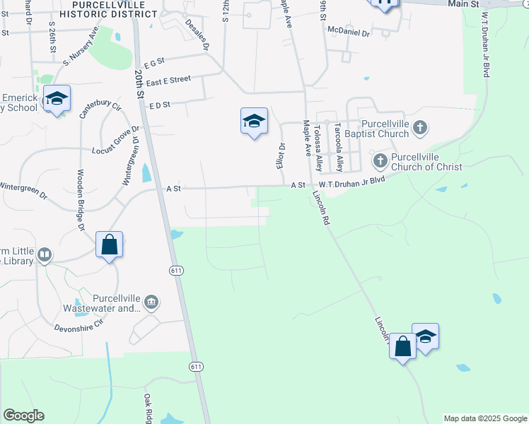 map of restaurants, bars, coffee shops, grocery stores, and more near 501 Crosman Ct in Purcellville