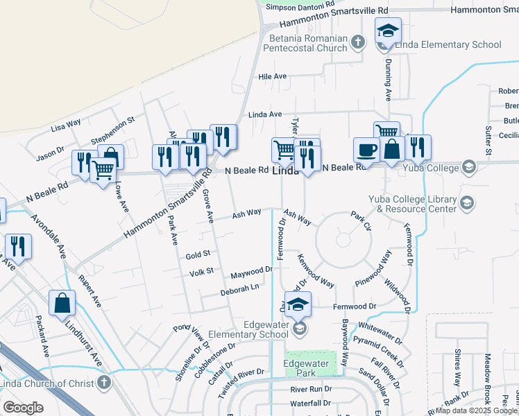 map of restaurants, bars, coffee shops, grocery stores, and more near 1731 Ash Way in Marysville