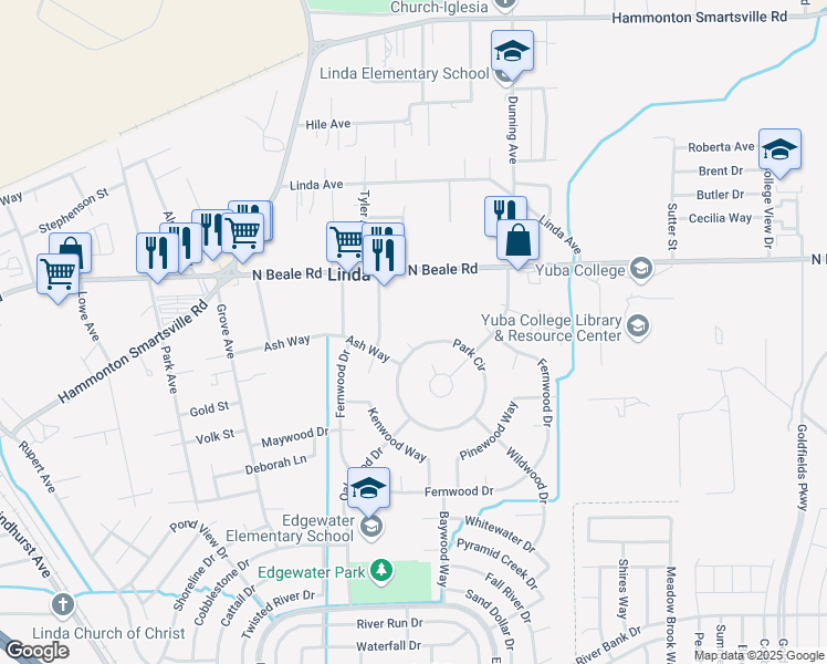 map of restaurants, bars, coffee shops, grocery stores, and more near 5919 Park Court in Marysville
