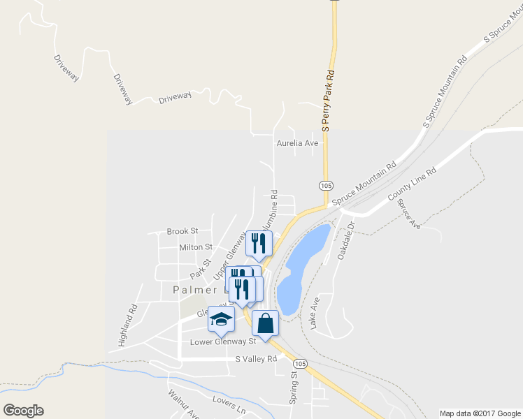 map of restaurants, bars, coffee shops, grocery stores, and more near 365 Upper Glenway Road in Palmer Lake
