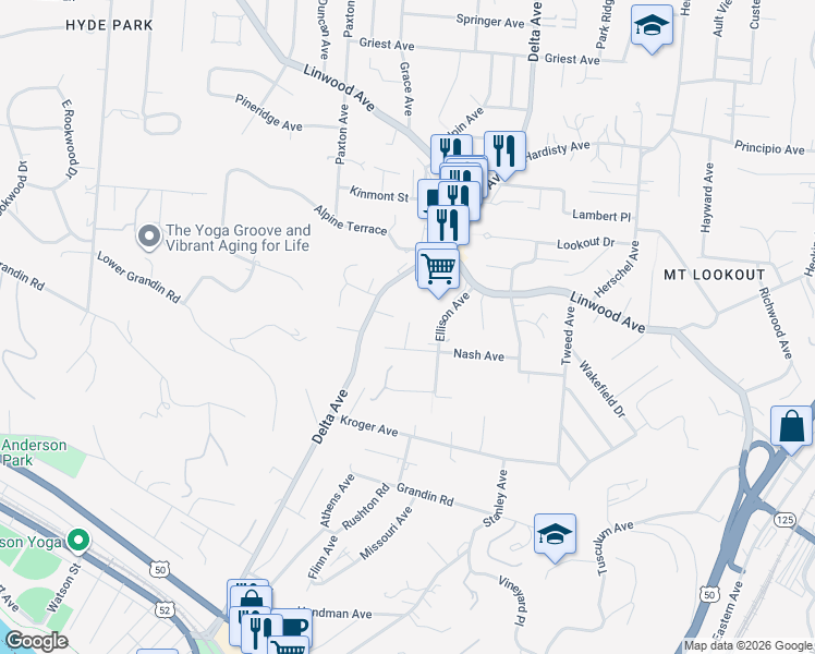 map of restaurants, bars, coffee shops, grocery stores, and more near 3236 Nash Avenue in Cincinnati