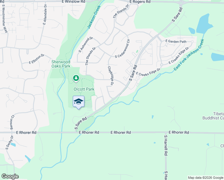 map of restaurants, bars, coffee shops, grocery stores, and more near 2525 East Clay Court in Bloomington