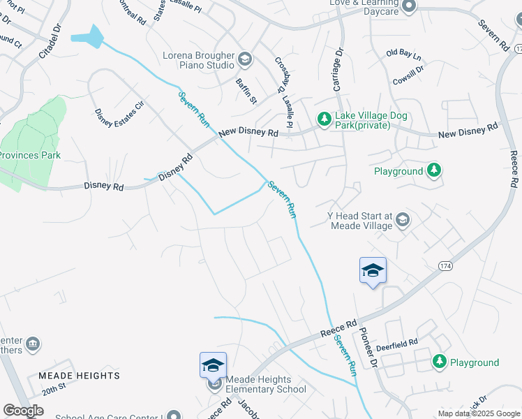 map of restaurants, bars, coffee shops, grocery stores, and more near 1610 Stream Valley Overlook in Severn