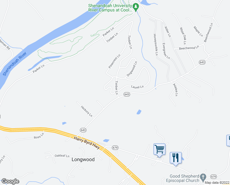 map of restaurants, bars, coffee shops, grocery stores, and more near 11 Laurel Lane in Bluemont