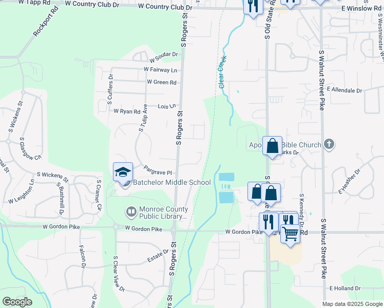 map of restaurants, bars, coffee shops, grocery stores, and more near 418 West Somersbe Place in Bloomington