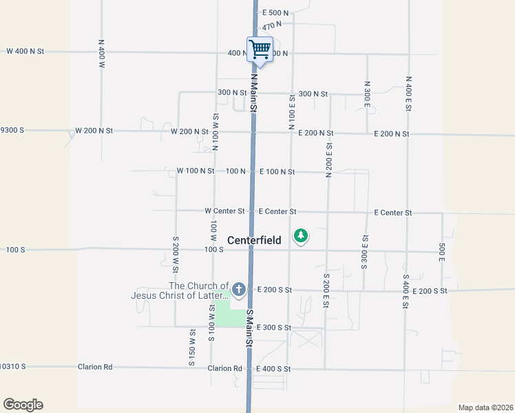 map of restaurants, bars, coffee shops, grocery stores, and more near 10 North Main Street in Centerfield