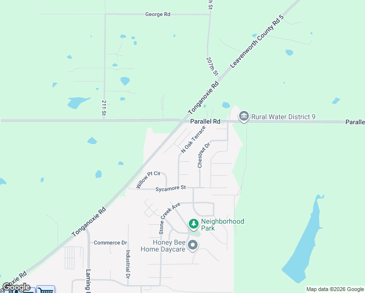 map of restaurants, bars, coffee shops, grocery stores, and more near 908 North Oak Terrace in Tonganoxie