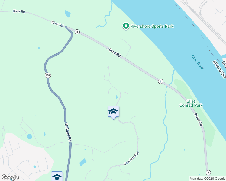 map of restaurants, bars, coffee shops, grocery stores, and more near 627 Rivershore Drive in Hebron