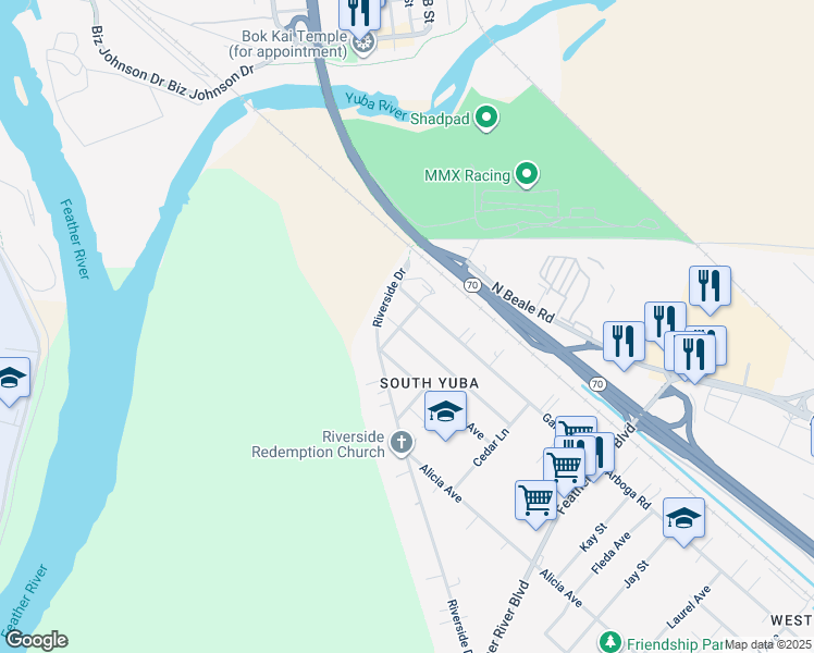 map of restaurants, bars, coffee shops, grocery stores, and more near 5939 Cohn Avenue in Olivehurst