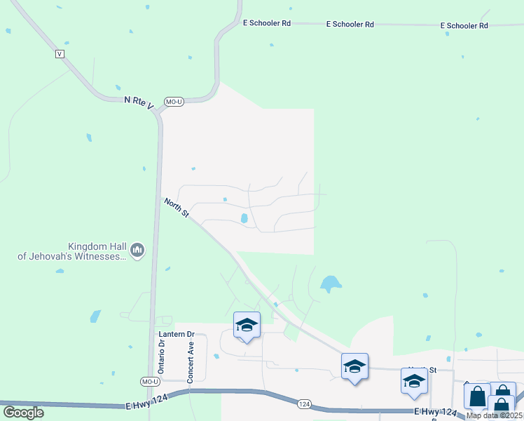 map of restaurants, bars, coffee shops, grocery stores, and more near 6420 Douglas Parkway in Hallsville