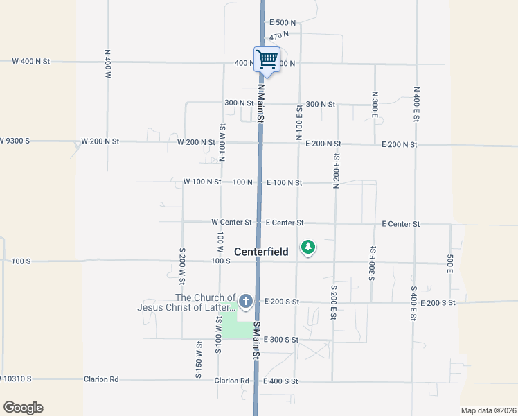 map of restaurants, bars, coffee shops, grocery stores, and more near 50 North Main Street in Centerfield