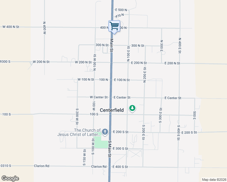 map of restaurants, bars, coffee shops, grocery stores, and more near 50 North Main Street in Centerfield