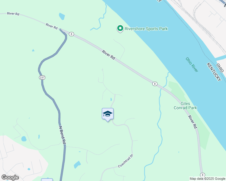 map of restaurants, bars, coffee shops, grocery stores, and more near 606 Rivershore Drive in Hebron