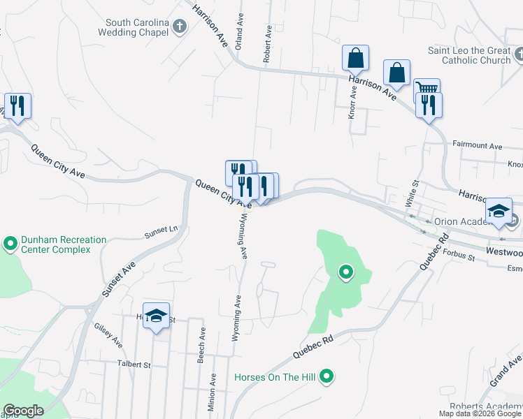 map of restaurants, bars, coffee shops, grocery stores, and more near 2169 Queen City Avenue in Cincinnati