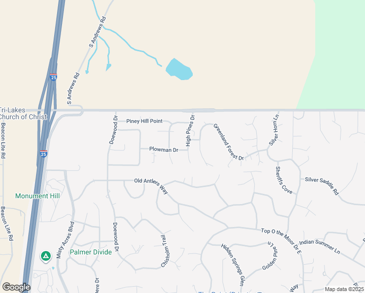 map of restaurants, bars, coffee shops, grocery stores, and more near 20316 High Pines Drive in Monument
