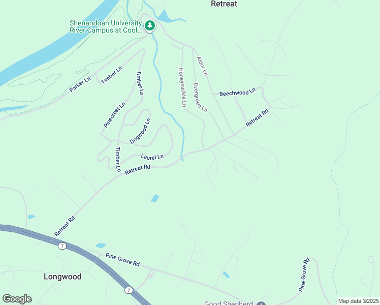 map of restaurants, bars, coffee shops, grocery stores, and more near 539 Retreat Road in Bluemont