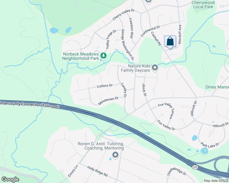 map of restaurants, bars, coffee shops, grocery stores, and more near 16612 Cutlass Drive in Rockville