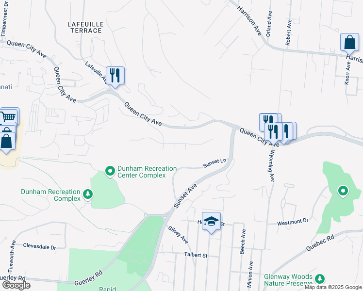 map of restaurants, bars, coffee shops, grocery stores, and more near 2401 Oaktree Place in Cincinnati