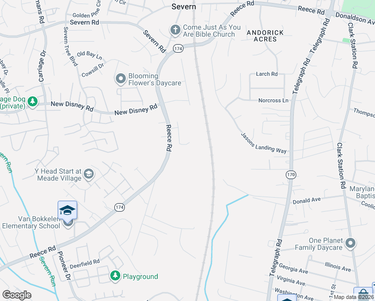 map of restaurants, bars, coffee shops, grocery stores, and more near in Severn