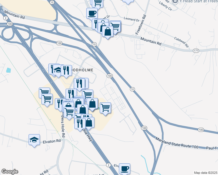 map of restaurants, bars, coffee shops, grocery stores, and more near 8115 Evening Star Drive in Pasadena