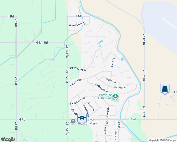 map of restaurants, bars, coffee shops, grocery stores, and more near 2650-2658 Summer Vale Circle in Grand Junction