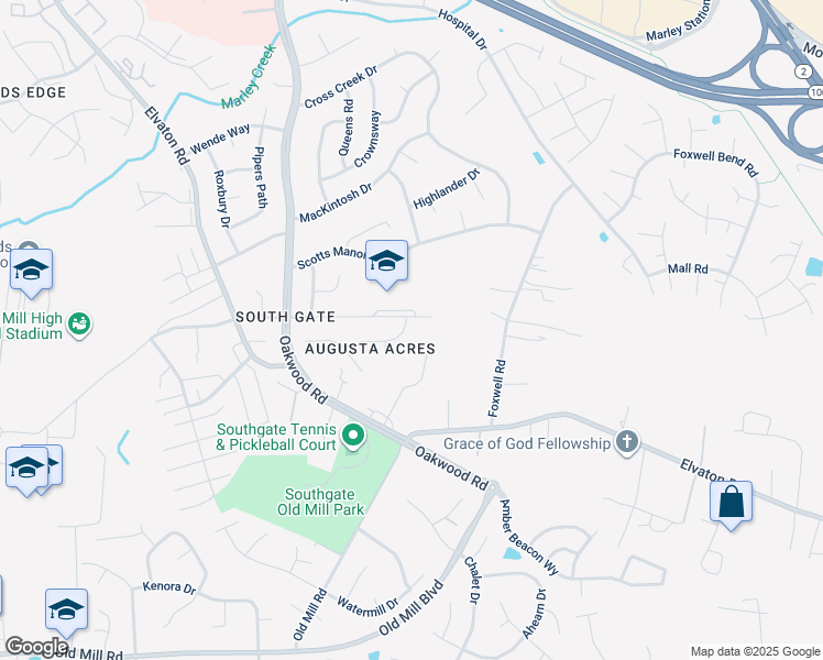 map of restaurants, bars, coffee shops, grocery stores, and more near 303 Alexis Drive in Glen Burnie