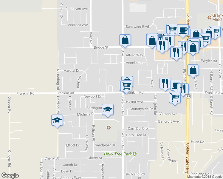 map of restaurants, bars, coffee shops, grocery stores, and more near 314 Hetherington Circle in Yuba City
