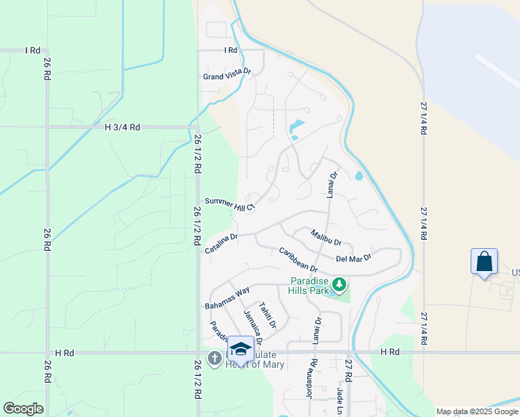 map of restaurants, bars, coffee shops, grocery stores, and more near 2659 Summer Vale Circle in Grand Junction