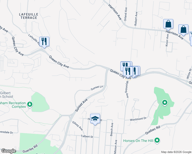map of restaurants, bars, coffee shops, grocery stores, and more near 2329 Oaktree Place in Cincinnati
