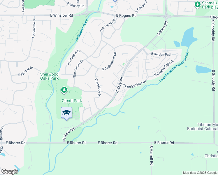 map of restaurants, bars, coffee shops, grocery stores, and more near 3400 South Sare Road in Bloomington