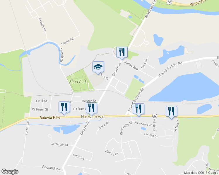 map of restaurants, bars, coffee shops, grocery stores, and more near 3628 Church Street in Cincinnati