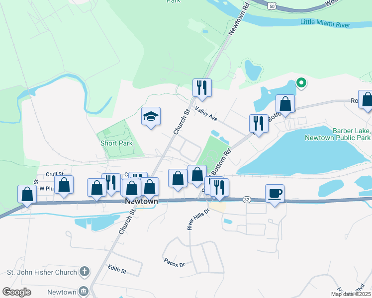 map of restaurants, bars, coffee shops, grocery stores, and more near 3640 Church Street in Cincinnati