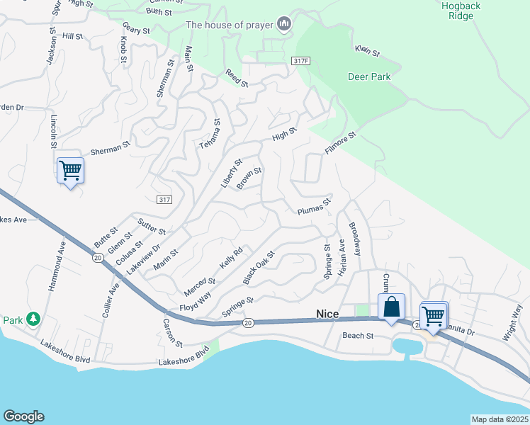 map of restaurants, bars, coffee shops, grocery stores, and more near 3270 Lakeview Drive in Nice