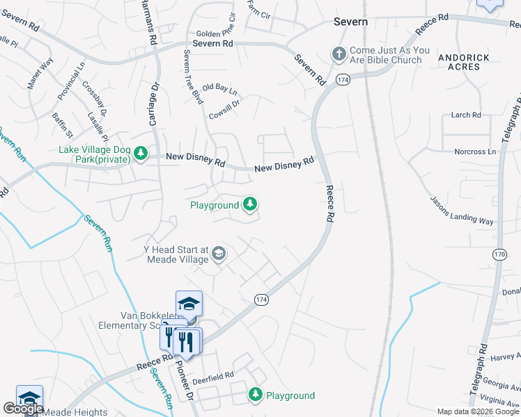 map of restaurants, bars, coffee shops, grocery stores, and more near 1768 Sea Pine Circle in Severn