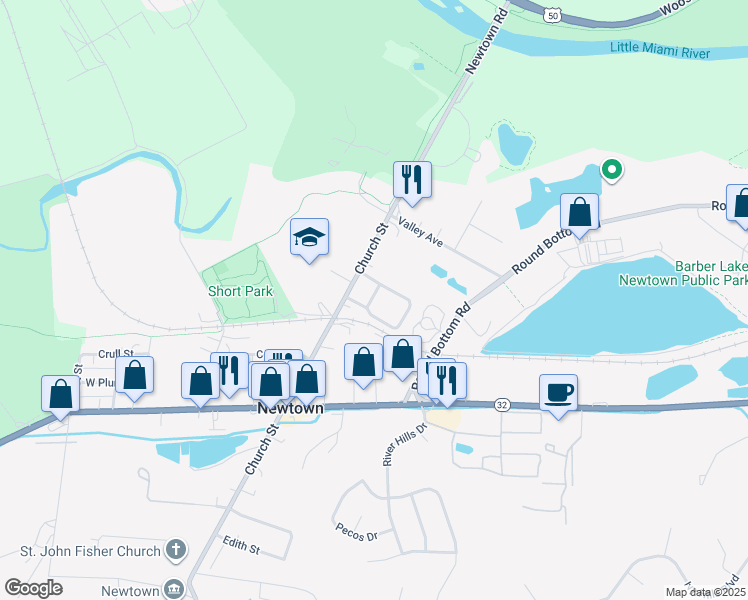 map of restaurants, bars, coffee shops, grocery stores, and more near 3628 Church Street in Cincinnati