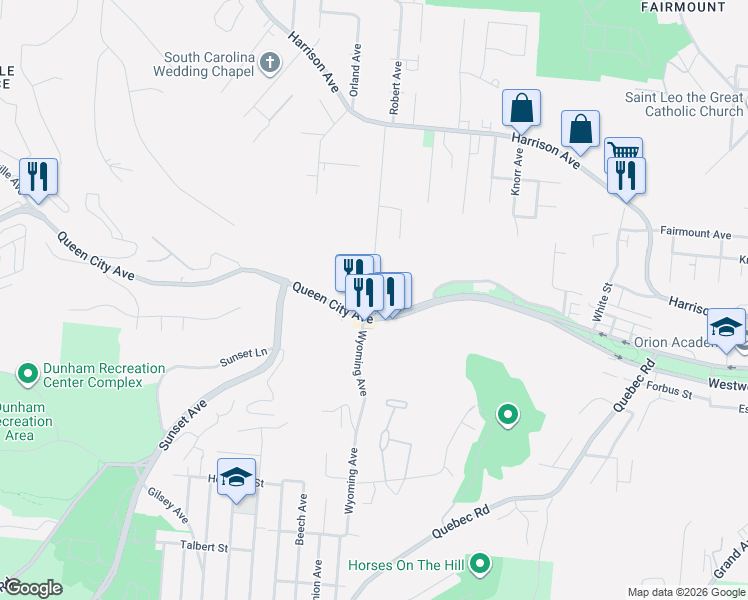 map of restaurants, bars, coffee shops, grocery stores, and more near 2169 Queen City Avenue in Cincinnati