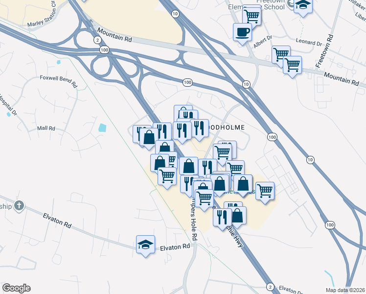 map of restaurants, bars, coffee shops, grocery stores, and more near 8053 Ritchie Highway in Pasadena