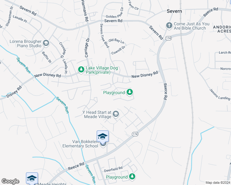 map of restaurants, bars, coffee shops, grocery stores, and more near 1809 Triple Feather Road in Severn