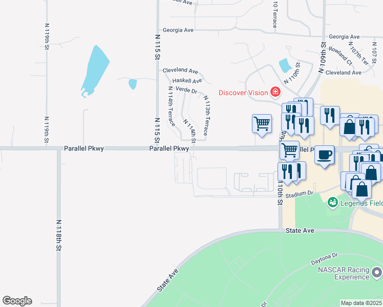 map of restaurants, bars, coffee shops, grocery stores, and more near 11323 Lafayette Avenue in Kansas City