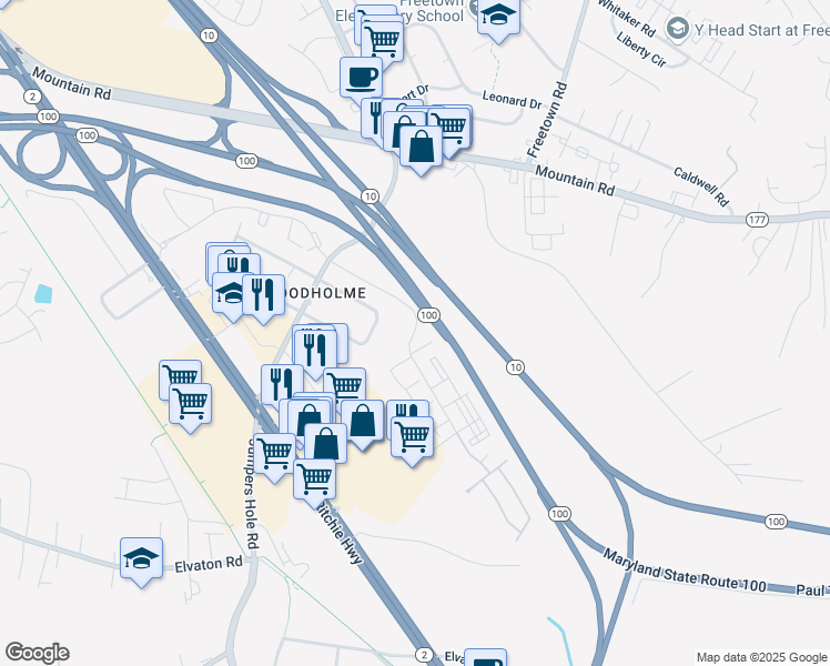 map of restaurants, bars, coffee shops, grocery stores, and more near 8079 Evening Star Drive in Pasadena